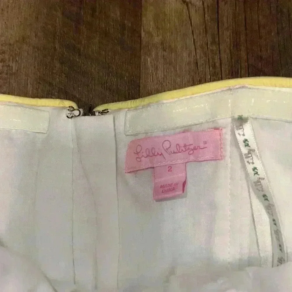 LILLY PULITZER EMBROIDERED LEMON‎ STRAPLESS DRESS size 2 - Picture 3 of 7